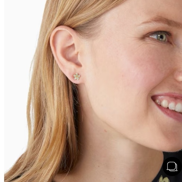 KATE SPADE • Gold Gleaming Gardenia Aquamarine Flower Earrings - Picture 3 of 5